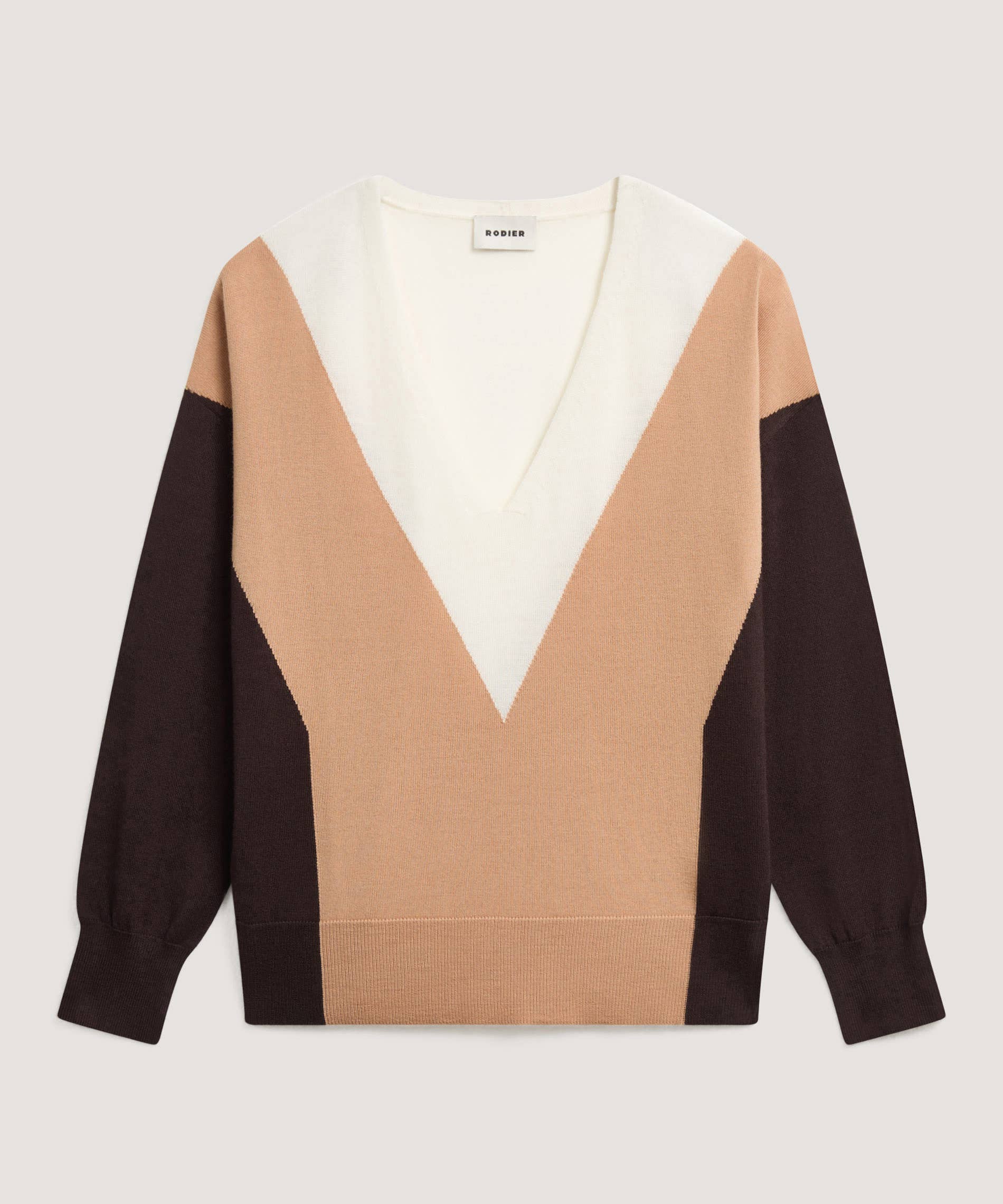 coffee brown Merino wool intarsia sweater for wholesale on Faire4