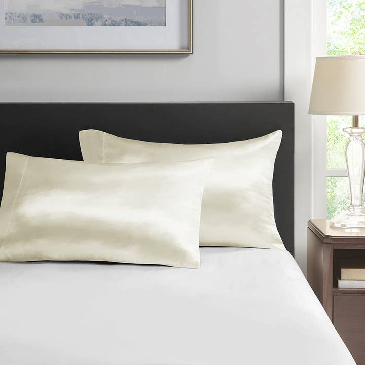 Olliix - Wholesale Bedding Pillowcase/Sham - 2-Pack Satin Pillowcases, Ivory
