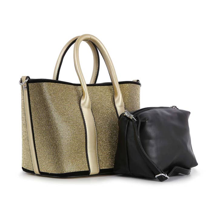 Handbag Express - Wholesale Tote Bag - Women's - Stunning Rhinestone Covered Tote Set