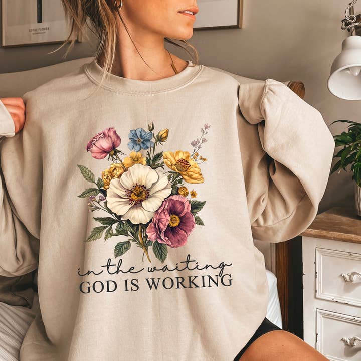 In The Waiting Christian Graphic Sweatshirt | Christian for wholesale by Shoppe SHC