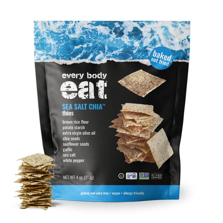 Sea Salt Chia Snack Thins 4oz for wholesale by Every Body Eat®