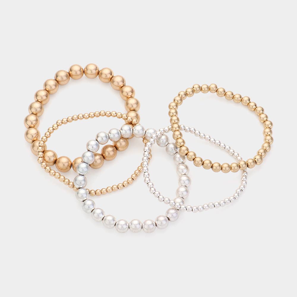 Sensibling Corp. – wholesale Jewellery set – 5PCS - Metal Ball Beaded Stretch Bracelets
5