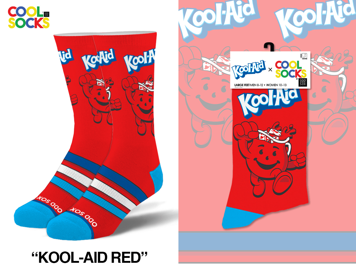 Cool Socks - Wholesale Socks - Unisex - Kool Aid Red - Mens Crew Folded0