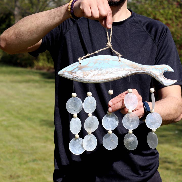 AW Artisan - Wholesale Mobile - Fish Chime in Washed Blue and Natural Drop3