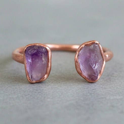 Amethyst Open Ring | Electroformed Copper | Case of 2 for wholesale by Blackbird & Sage Jewelry