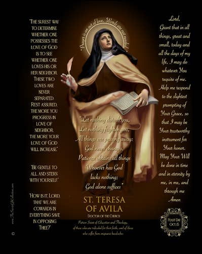 The Saints Collection - Wholesale Flameless Candle - The Saints Collection - St Teresa Avila Prayer Candle2
