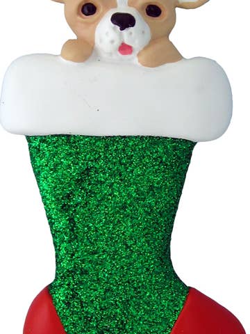 Dog in Stocking: Chihuahua for wholesale by Ornament Central