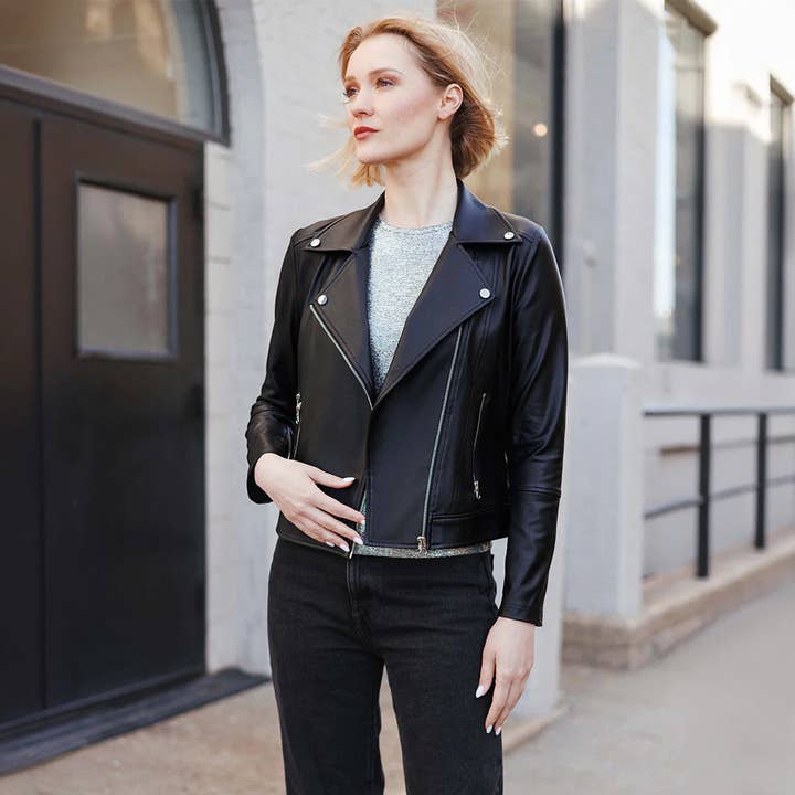 JKBK - Liquid Leather ™ Sheen Moto Zip Jacket for wholesale by Clara Sunwoo
