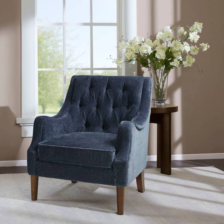 Olliix - Wholesale Chair - Armed Accent Chair with Tufted Back, Navy Blue *