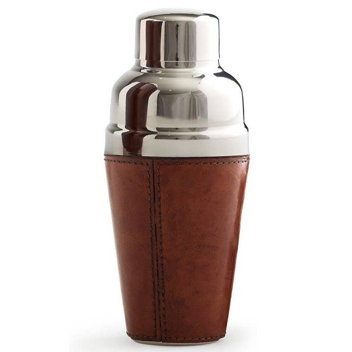 Leather Cocktail Shaker Brown #25674 for wholesale by IWA Wine Accessories