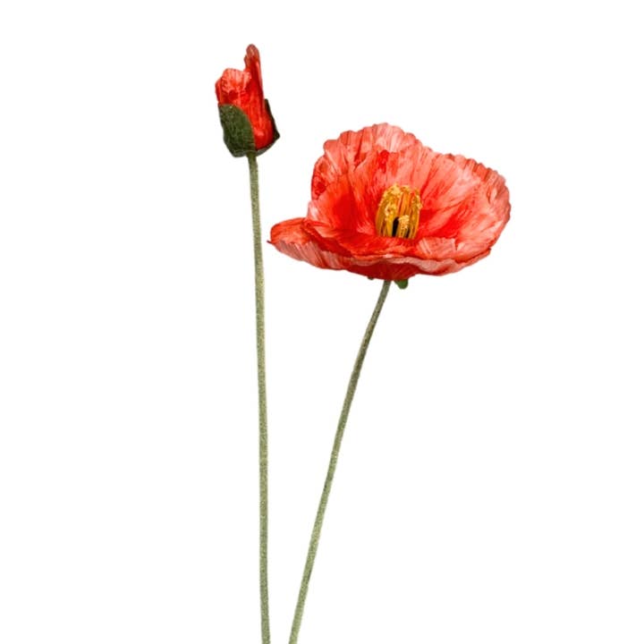 David Christopher's Collection - Wholesale Artificial Flowers - Giant Field Poppy Spray - Red - 42"0