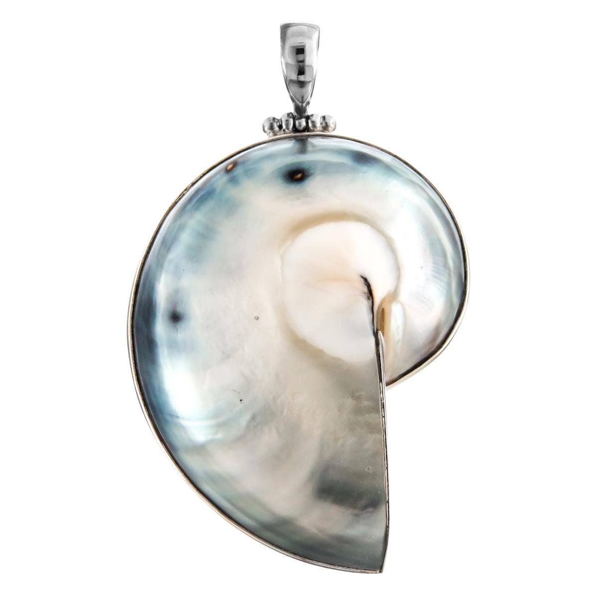 FifiRose - Vente Colliers à pendentif - Pendentif en argent sterling 925 en forme de coquille de nautile paisley, 2 1/4"0