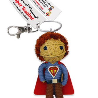 Kamibashi - Wholesale Keychain - Unisex - Super Teacher (Boy, Tan String) String Doll Keychain