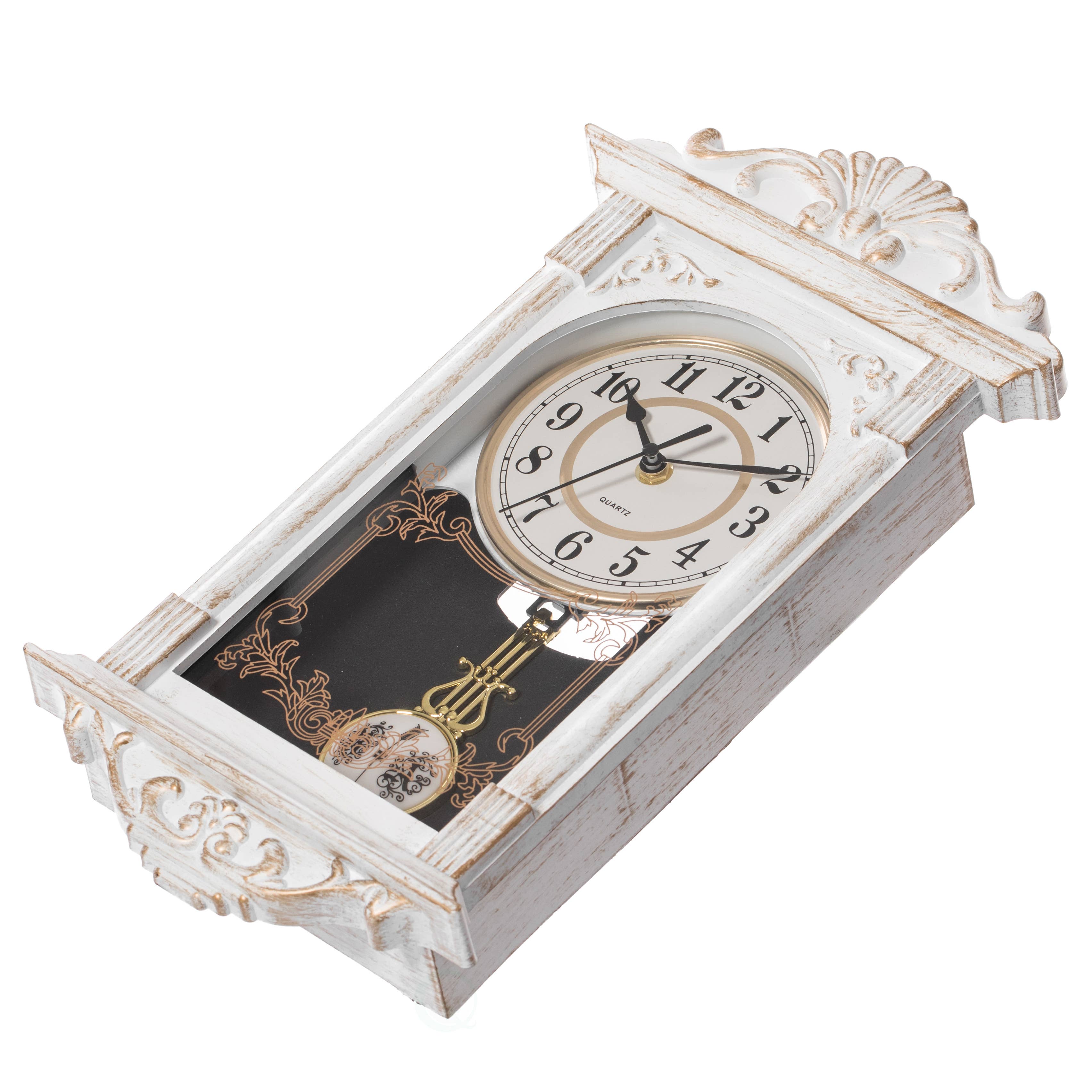 Quickway Imports - Wholesale Wall Clock - Vintage Grandfather Wood Looking Plastic Pendulum Wall Clock11