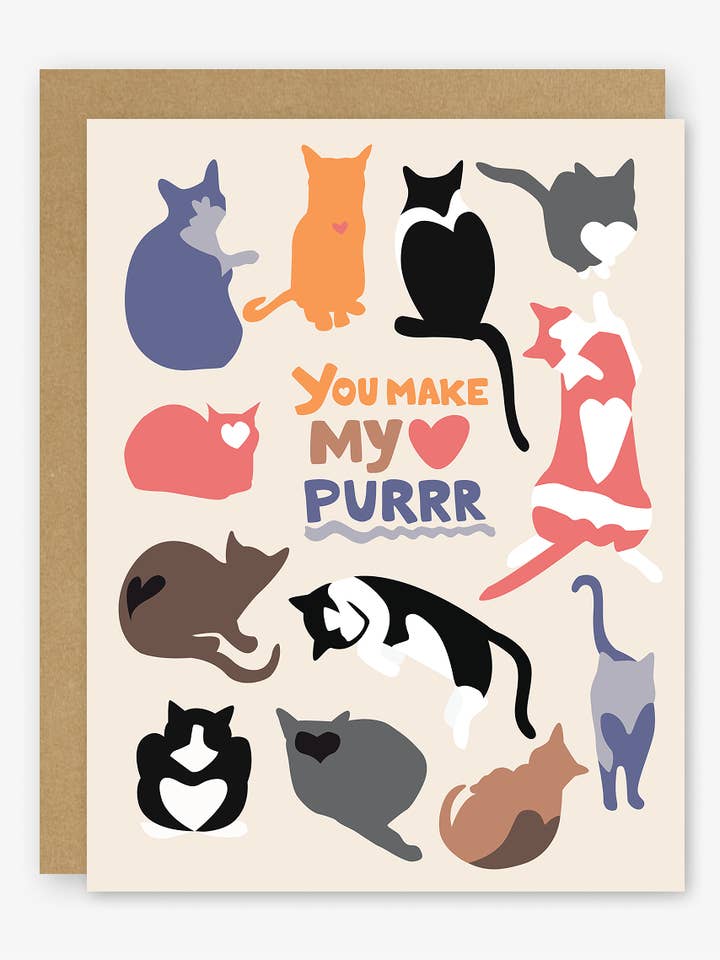You Make My Heart Purr Valentine’s Day Card for wholesale by Stacey O'Nary