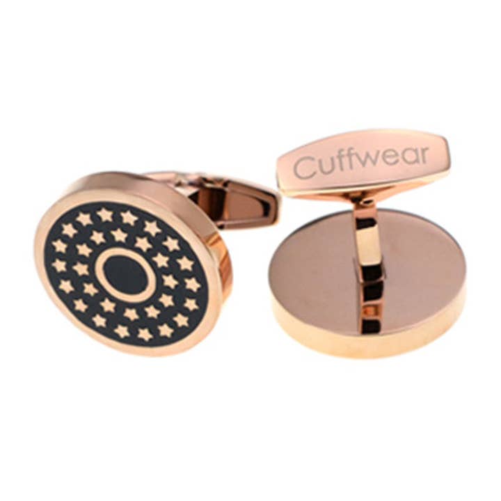 Entouré d'étoiles - Boutons de manchette en or rose pour la vente par Cuffwear