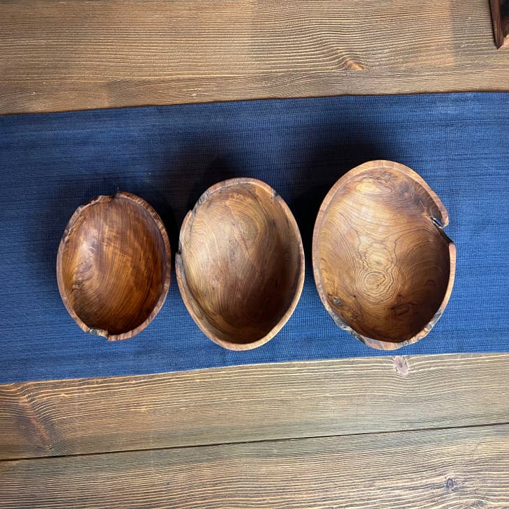 Tuckahoe Hardwoods Three-Piece, Rustic Handle Teak Wood Utensil Set
