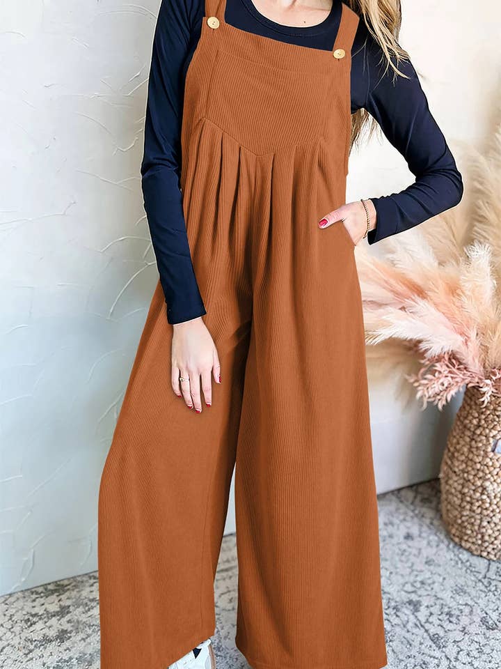 Lovesoft - Wholesale Jumpsuit - Women's - Brown Leopard Bib Wide Leg Jumpsuit3