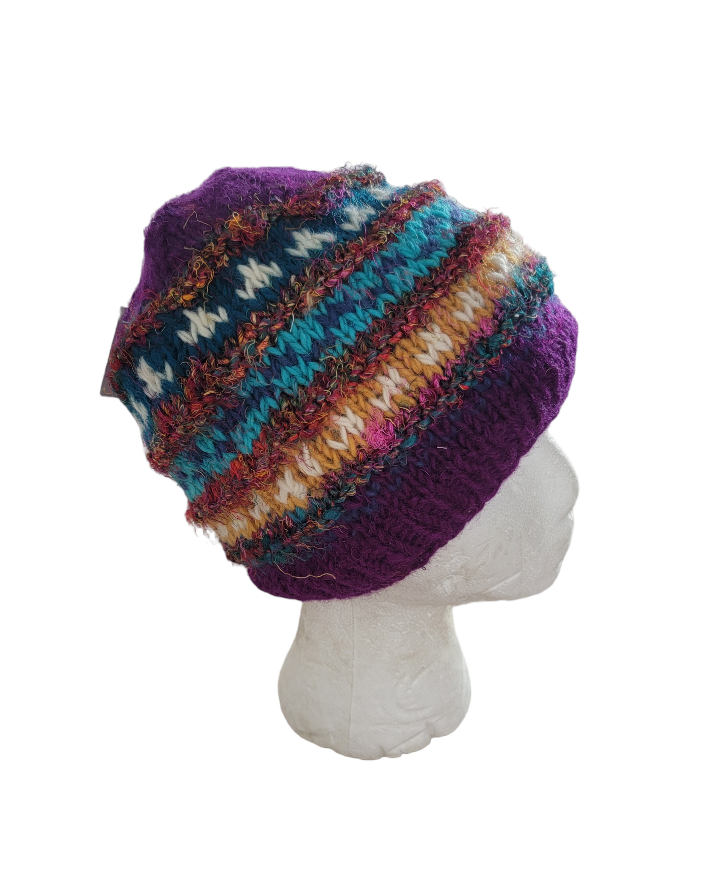 Evergreen Guardian Imports - Wholesale Beanie - Women's - H199 Wool Knitted Hat with Raw Silk Stripes Fleece Lined3