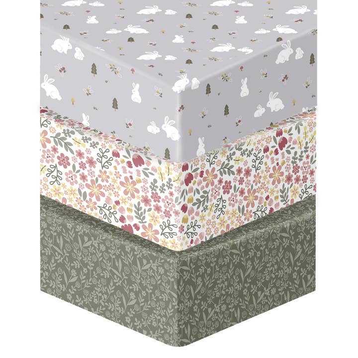 Ensemble de 3 draps-housses en microfibre Bunny Forest par Sammy & Lou pour la vente par Trend Lab