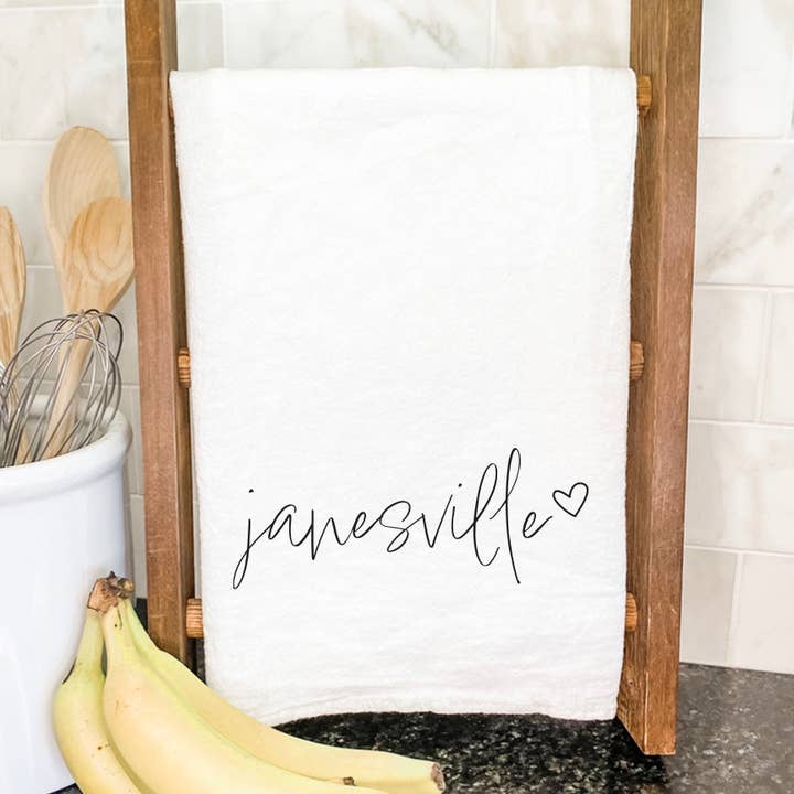 Indigo Tangerine - Vendita all'ingrosso Strofinacci - Cuore Corsivo - Strofinaccio di Cotone Personalizzato0