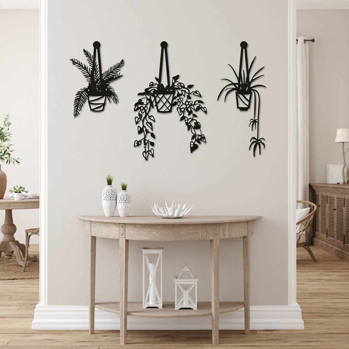 benjashop – Großhandel 3D-Wandkunst – Hängende Blumen-Metallwand-Kunst, moderne Skulptur im Freien7
