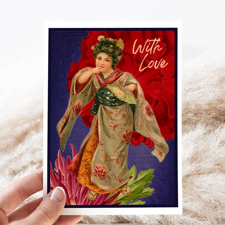 Carte de vœux. Fleurs éclatantes. Avec amour. Style vintage. pour la vente par Cheerful Whimsies