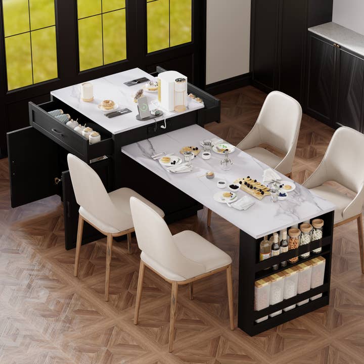 Îlot de cuisine extensible de 82,7" avec table à manger pour la vente par 39F INC CANADA