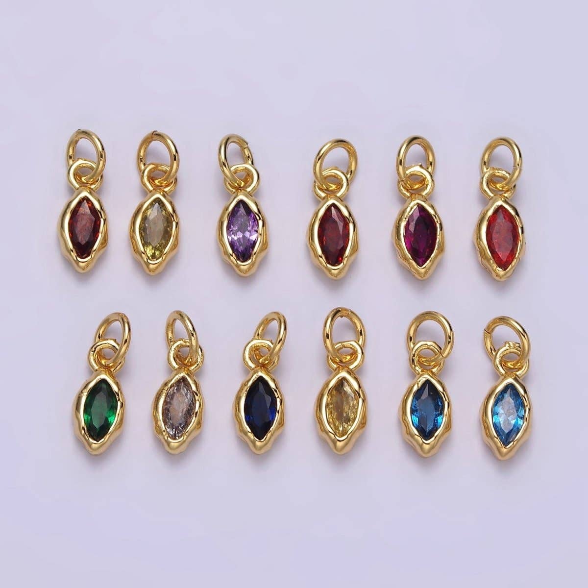 Aim Eternal - Wholesale Individual Charm/Pendant - 14K Gold Filled Molten Marquise Personalized Birth Month CZ Charm | AC-1378 - AC-138912