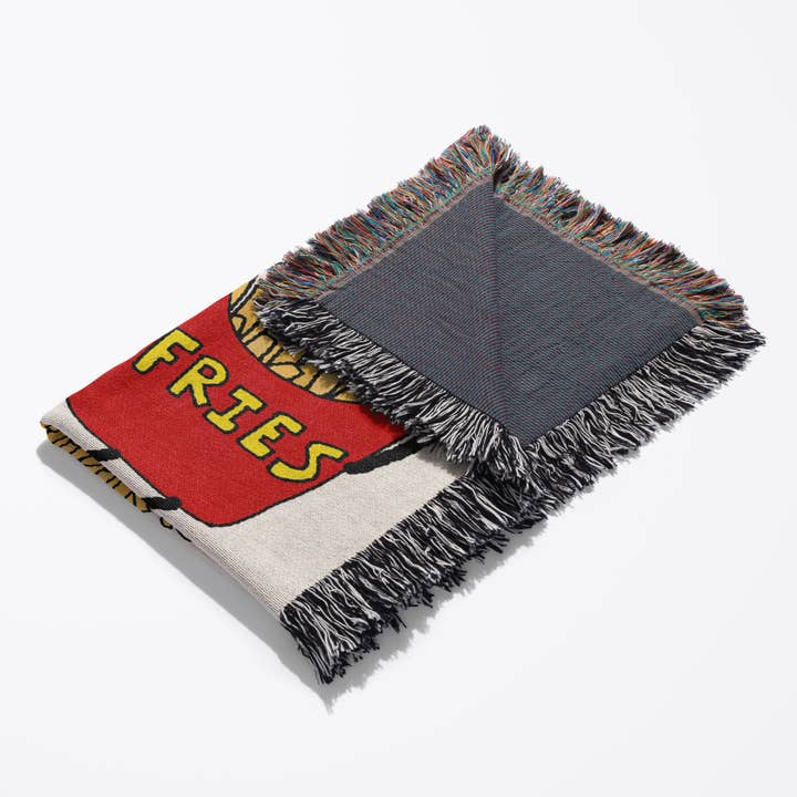 3dRose - Wholesale Throw Blanket - 3dRose, Funny Cute Hamburger and French Fries Cartoon Characters, Blanket3