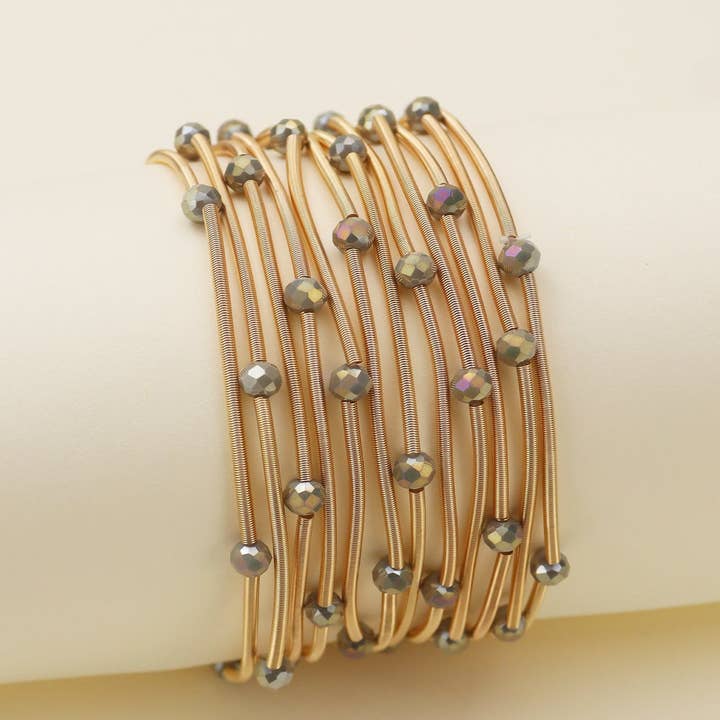 MiMi Wholesale - Wholesale Jewelry Set - CB2176Rhinestone Beads and Coil Stretch Jewelry Bracelet Set14