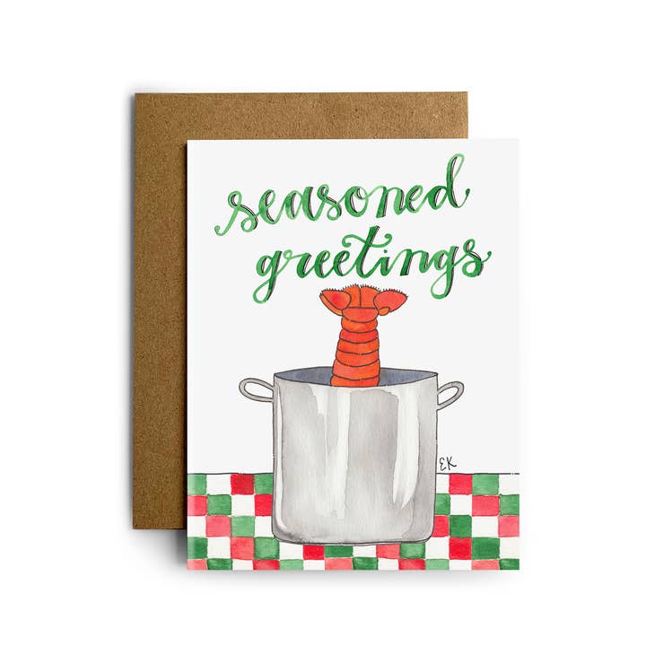 Holiday Lobster Pot Card for wholesale by Eileen Graphics