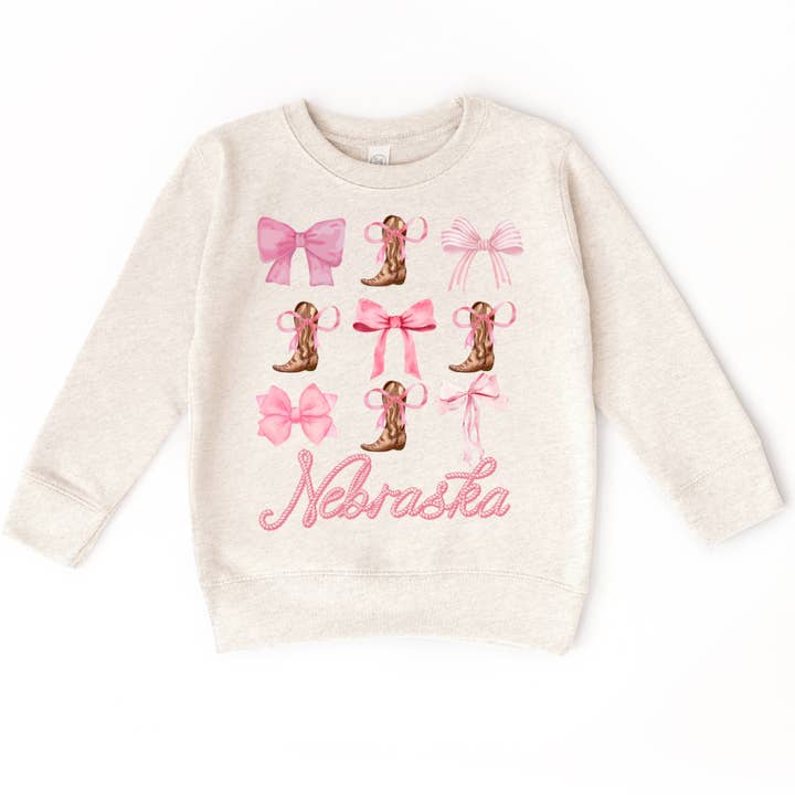 Youth/Toddler Nebraska Sweatshirt - Western Bows and Boots for wholesale by SimplyKnotCo