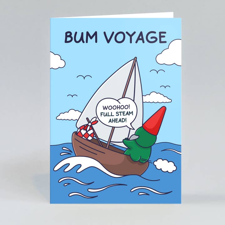 Bum Voyage - Funny Leaving Card, Retirement, Goodbye Card for wholesale by Cheeky Legends