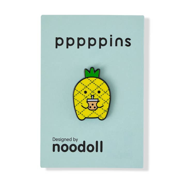 Enamel Pin - Riceananas Boba - Yellow Pineapple for wholesale by Noodoll