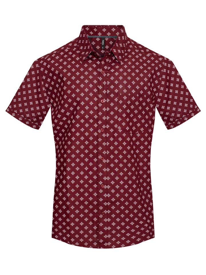Printed MPS-3093 Abstract Geometric Print Short-Sleeve Shirt for wholesale on Faire