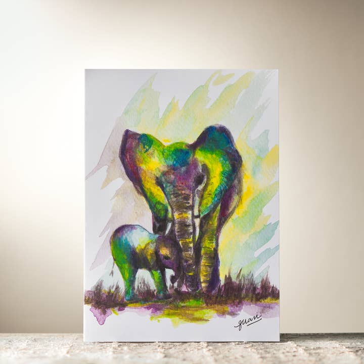 Bright Elephant Card by Guan for wholesale by HomeLess Made