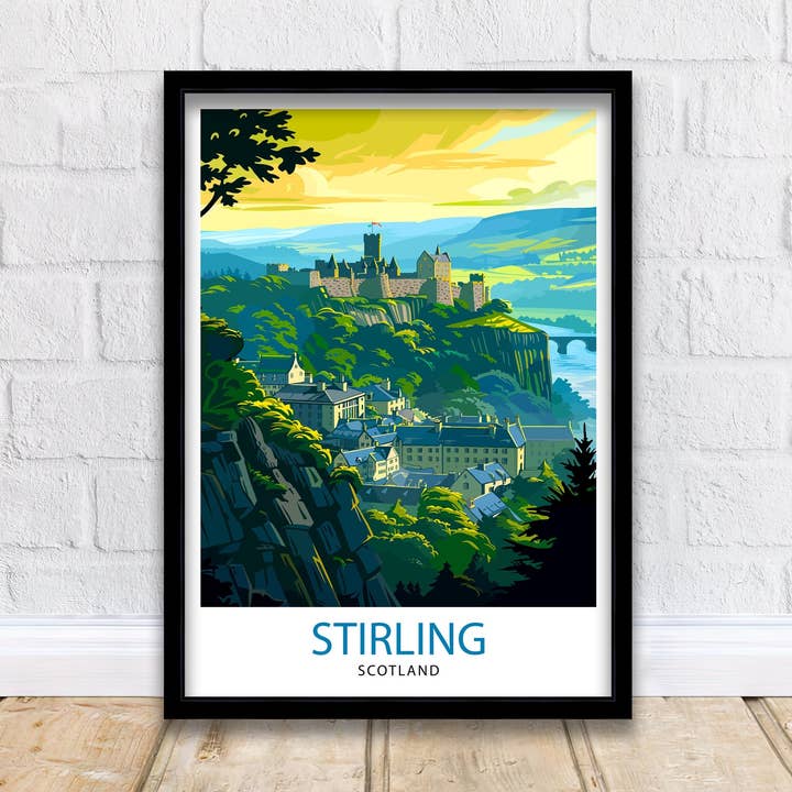 Stirling Scotland Poster Historic City Art Scottish Landmarks Poster Stirling Castle for wholesale by InkNPrintz
