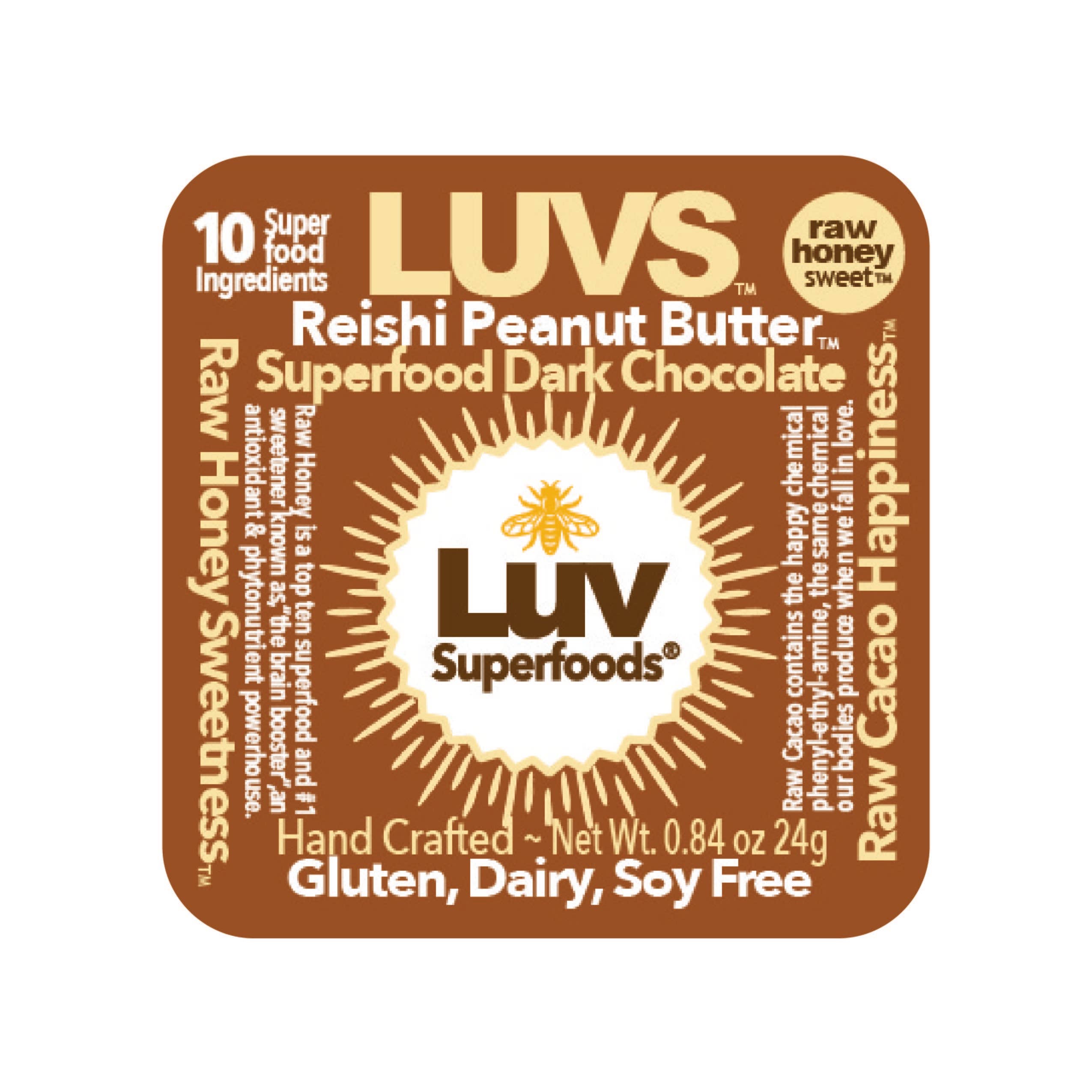 LUV Superfoods – wholesale Chokladtäckta godisar – Reishi Jordnötssmör + 250 mg Reishi i mörka chokladkoppar4