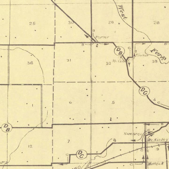 Ted's Vintage Art - Wholesale Map - Vintage Map of Hendricks County, Indiana 19113