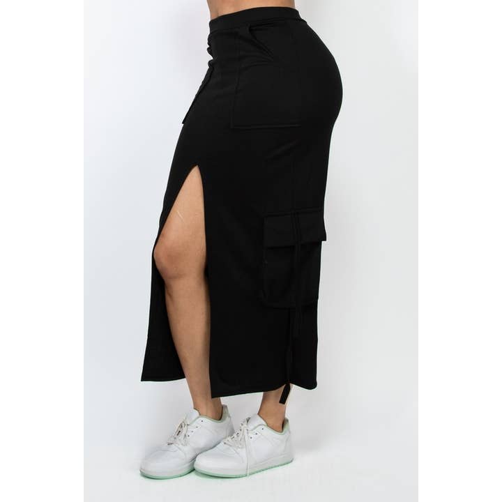 Falda Cargo Maxi Plus Estampado Animal Bolsillos Sólidos para venta al por mayor de SEXY STAR DESIGN INC