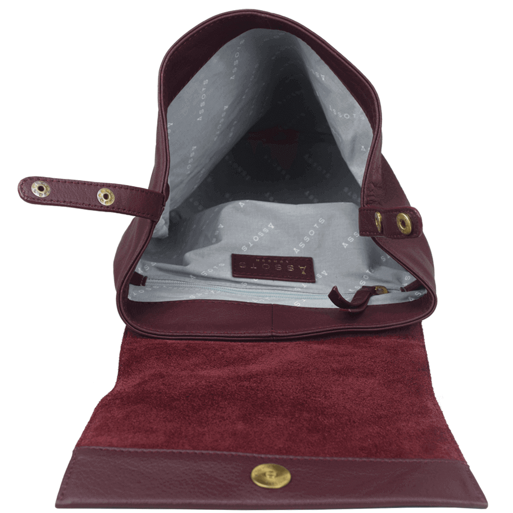 Assots London - Wholesale Backpack - Women's - 'JERMYN' Classic Burgundy Full Grain Leather Flap-over Bac8