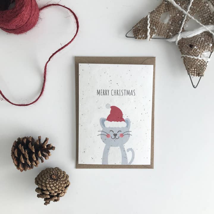 Plantable Christmas Cards -Christmas Cat for wholesale by Myeco