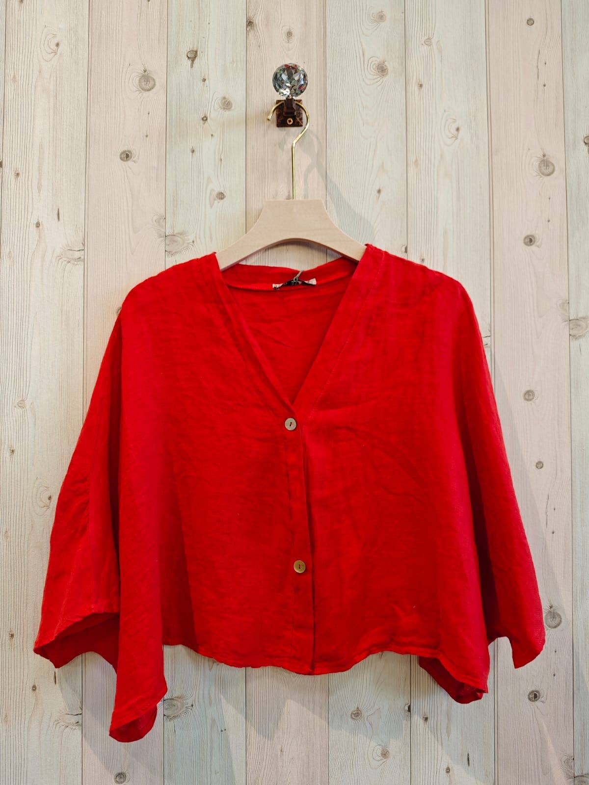 Linen & More - Wholesale Blouse - Dames - Kortelastische blouse met korte mouwen van 100% linnen7