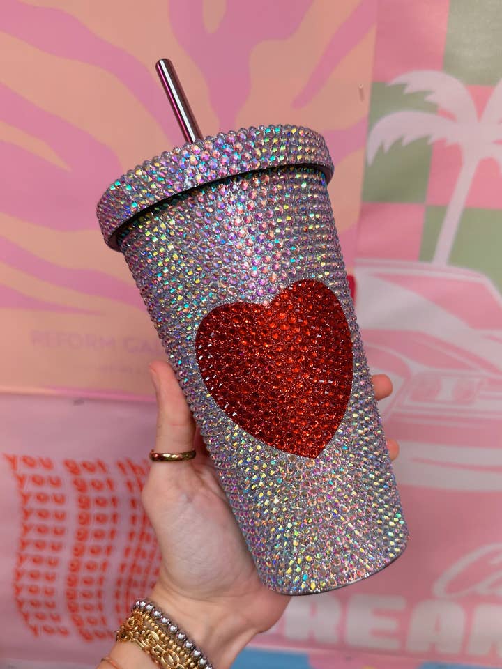 Valentine's Day Tumbler Cup: Rhinestone: ships next day! for wholesale by Happy Hour