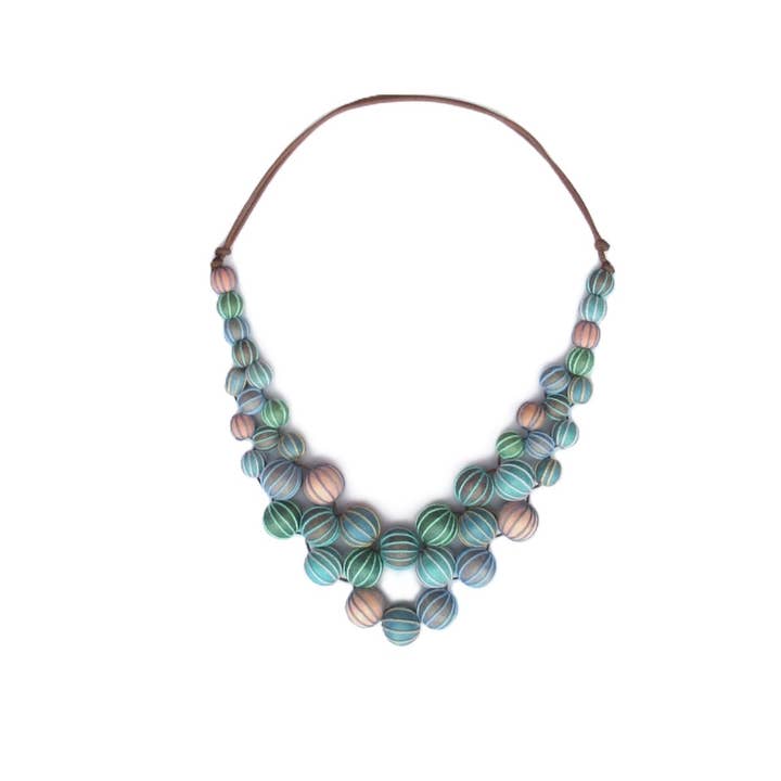 Katie and Company - Wholesale Beaded/Pearl Necklace - Camille pastel wood bead metal free necklace