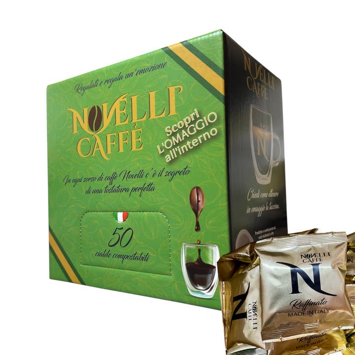 Novelli caffè - Vente Cafés/expressos instantanés - Novelli Caffè 50 dosettes de café mélange Raffinato + Cadeau