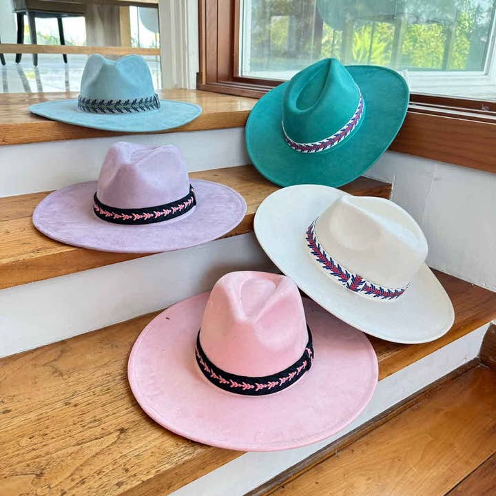 Best seller Fashion Classic Wide Brim Suede Primium Hat Wit for wholesale by Bella Betty