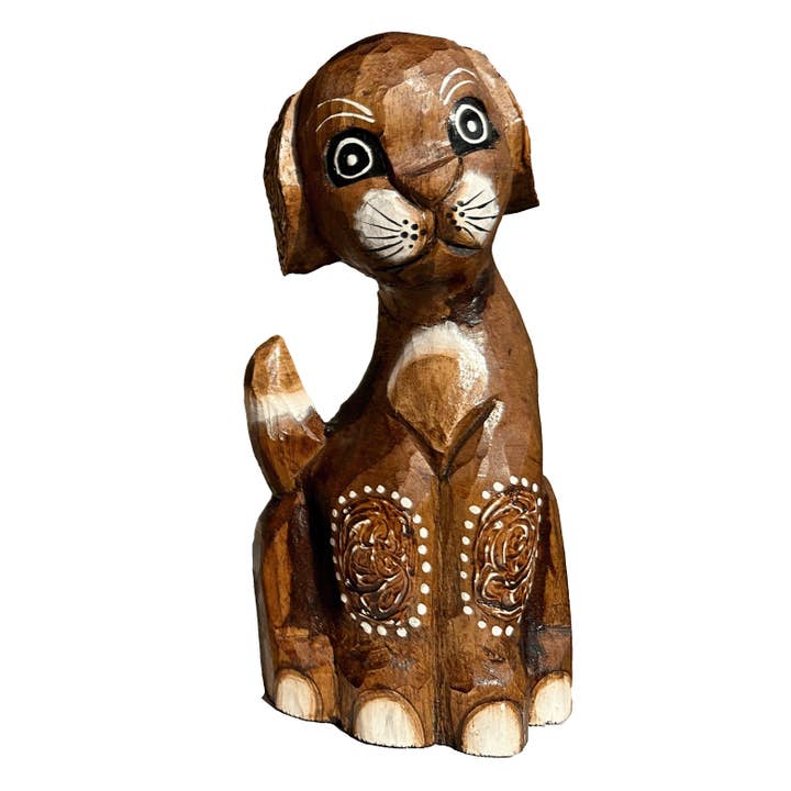 Escultura de Cão em Madeira, Estátua de Cão, Estatueta de Cão, Castanho 20 cm por atacado de Keskin