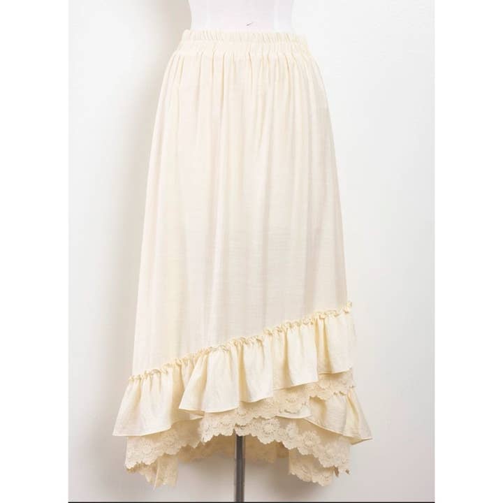 Ruffle Hem Lace Trim Midi Dress for wholesale by Coloring You